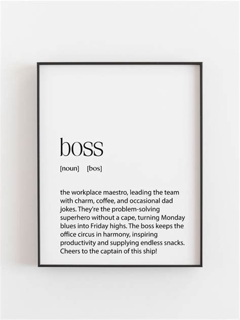 Hilarious Boss Definition Print Office Decor Funny Gift For Boss