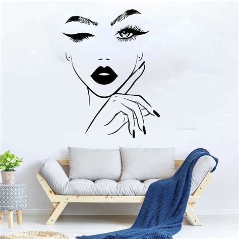 Beautiful Woman Face Eyelashes Manicure Nails Spa Salon Wall Decal