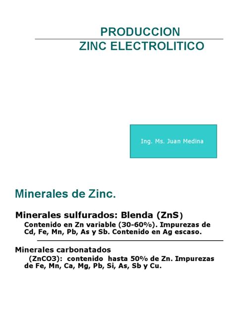 PDF Produccion De Zinc Electrolitico 1 DOKUMEN TIPS