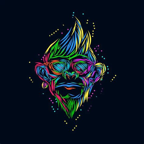 The Monkey Line Pop Art Potrait Colorful Logo Design With Dark