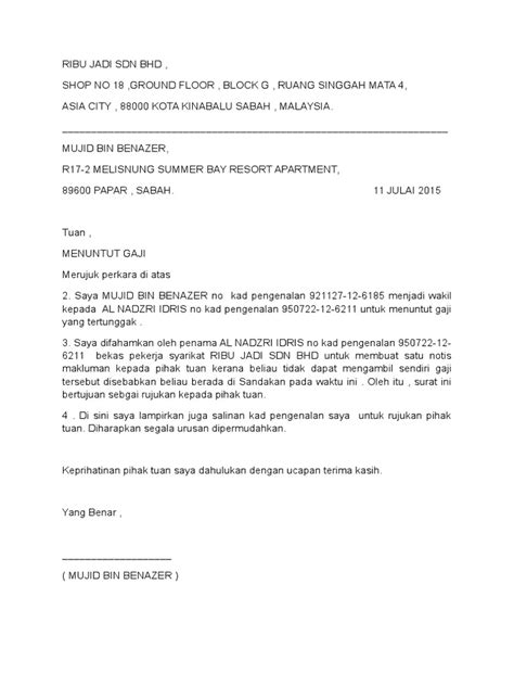 Contoh Surat Tuntutan Bayaran Perubatan Contoh Surat