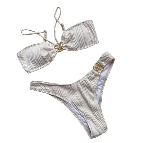 Sexy Bandeau Bikini Micro Bikinis Set Halter Women Swimwear O Ring