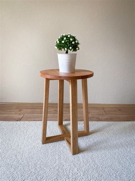 Wooden Stool Handmade Round Stool Side Table Bedside Table Etsy Uk