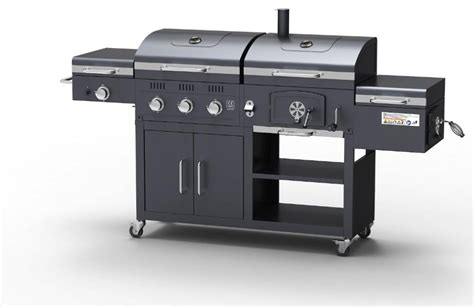 Barbecue combiné charbon bois et gaz taille 190 cm