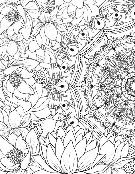 Coloring Page Mandala And Beautiful Lotus Flowers Coloring Book For Adults Sketch Of Tropical