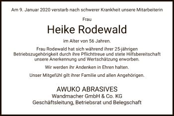 Traueranzeigen Von Heike Rodewald Trauer HNA De