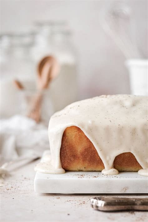 High Altitude Vanilla Loaf Cake With Vanilla Bean Icing Curly Girl