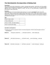 The Stoichiometric Decomposition Of Baking Soda Experiment Docsity