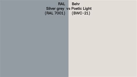 RAL Silver Grey RAL 7001 Vs Behr Poetic Light BWC 21 Side By Side