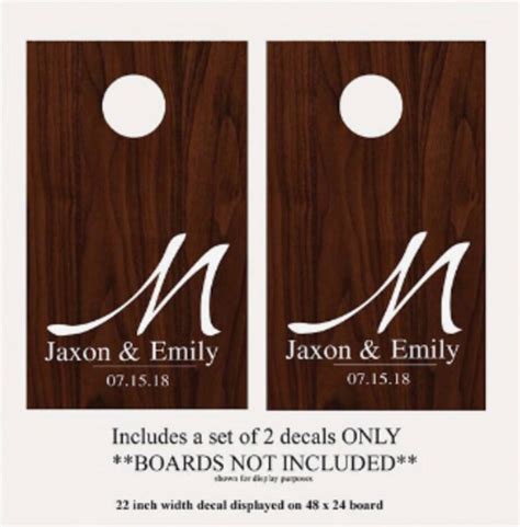 Wedding Cornhole Board Game Decals Diy Sign Making Personalized