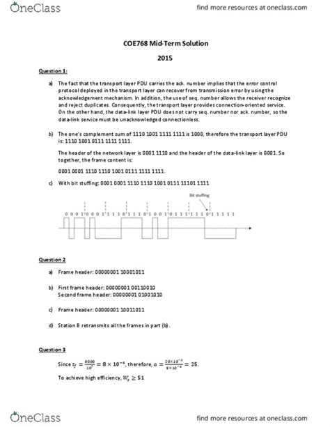 COE 768 Midterm COE 768 Fall 2015 Midterm Solutions OneClass