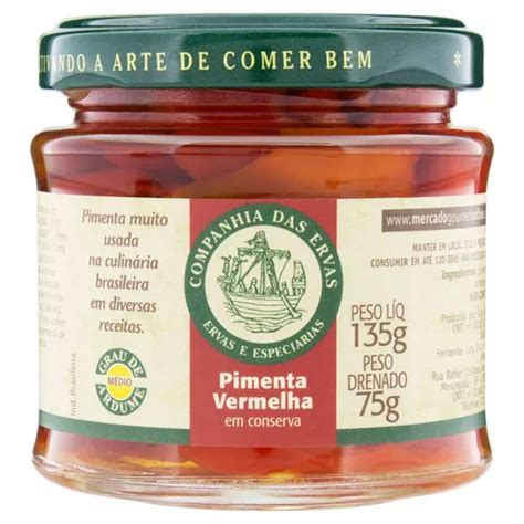 Pimenta Vermelha Em Conserva Companhia Das Ervas Vidro G Mercadolivre