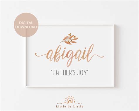 Abigail Name Meaning Print Abigail Name Art Baby Shower Etsy