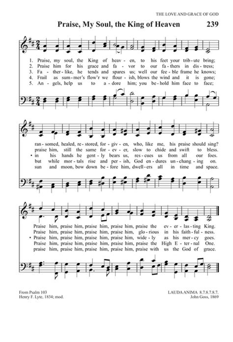 Trinity Psalter Hymnal 239 Praise My Soul The King Of Heaven