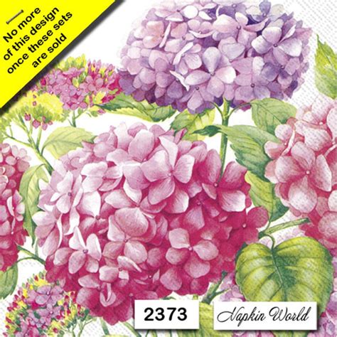 Free Ship Two Paper Luncheon Decoupage Art Craft Napkins Design 2373 Pink And Purple Hydrangea