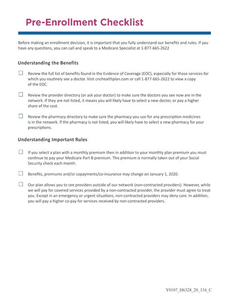 Fillable Online Pre Enrollment Checklist Health Net Medicare