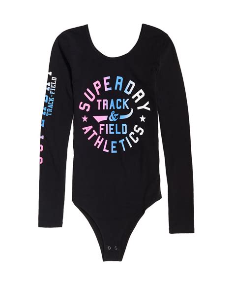 Womens Track And Field Bodysuit In Black Superdry