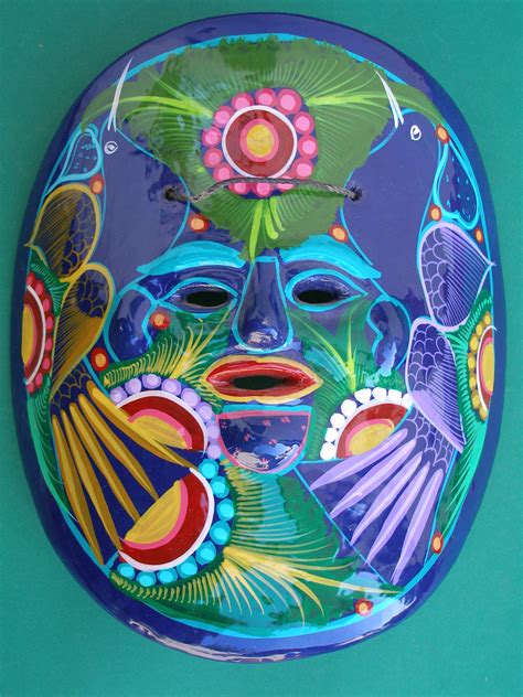 Hand Painted Clay Mask Mexican Pottery Latin Mexican Folk Art Craft