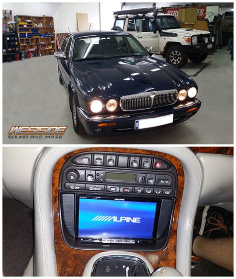 This Jaguar/Daimler XJ8 received a new Alpine INE-W947 with custom made vinyl wrapped side ...