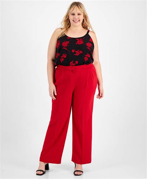 Bar Iii Plus Size Textured Crepe Wide Leg Pants Created For Macy S Macy S