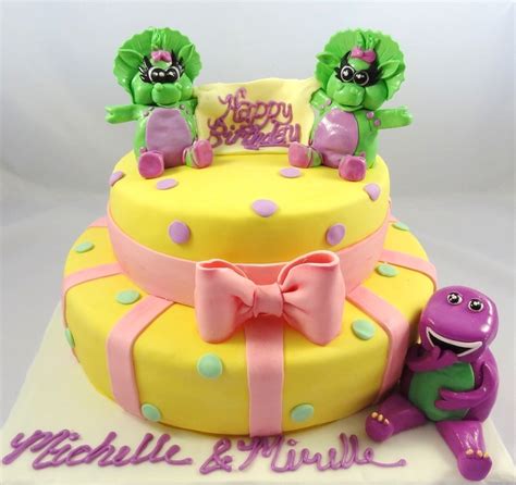 Twins Baby Bop Barney Cake - CakeCentral.com