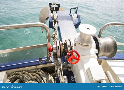 Anchor of the sea boat stock image. Image of detail, mechanism - 57462173