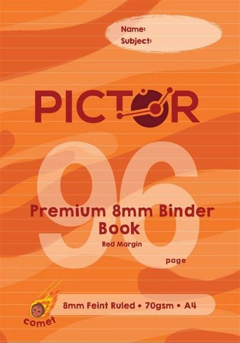 Pictor Premium Binder Book A4 Ruled 8mm Margin 96pgs Comet