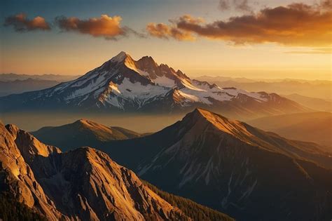 Premium Photo Golden Sunrise Over A Mountain Peak