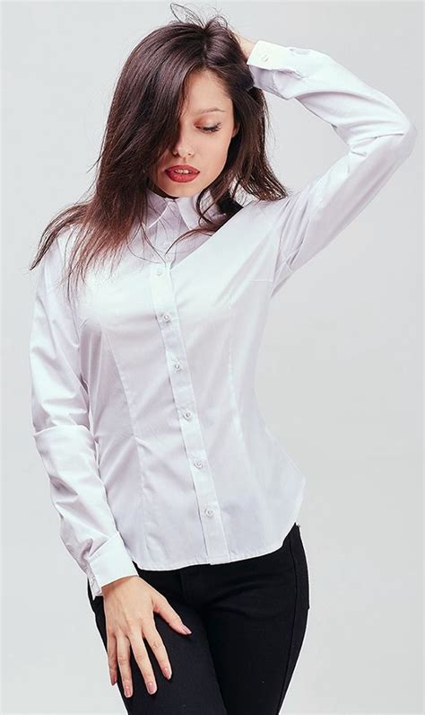 Pin By Magik Dragon On Buttoned Up Ladies White Shirt Outfits White Shirt Blouse Women