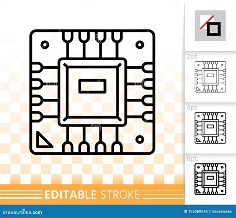 Microchip Circuit Simple Black Line Vector Icon Stock Vector