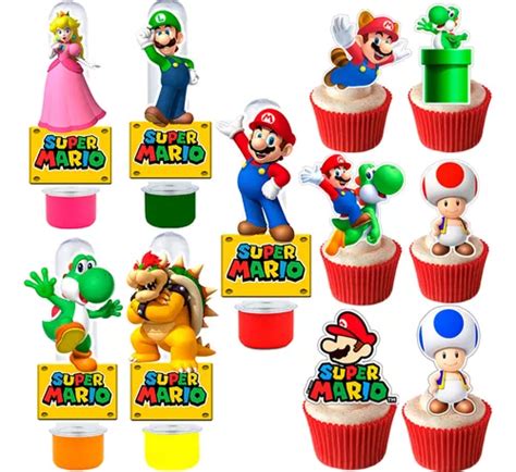 Tubetes Mario Bros 10 Unidades 20 Toppers Para Docinhos