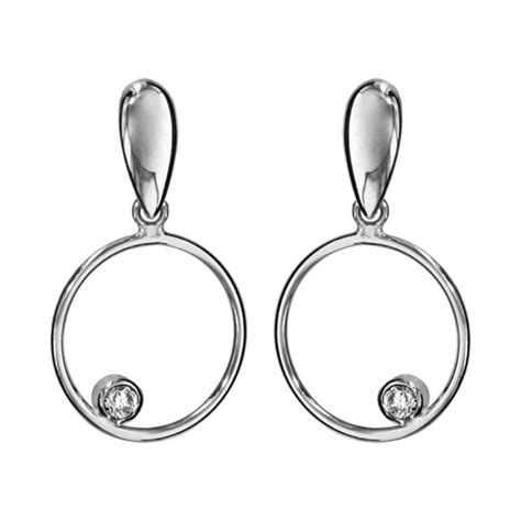 Boucles D Oreilles Argent Femme Cercle Et Zirconium Sertis Clos