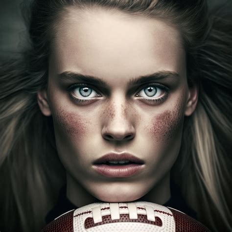 Premium Ai Image Generative Ai American Football Player Young Woman