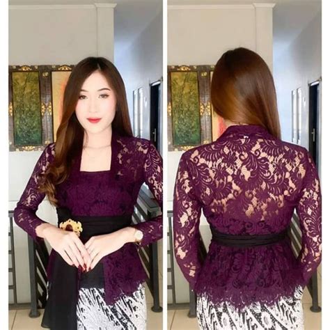 Jual Setelan Kebaya Bali Modern Rok Plisket Batik Set Kebaya Brokat Rok