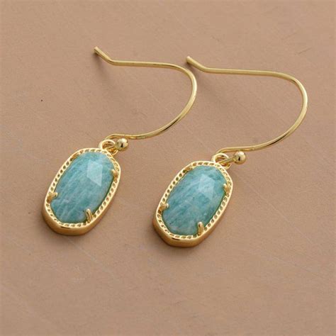 Boucles d Oreilles Pierre Naturelle Amazonite Dorée Chakras Shop