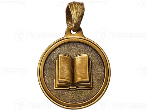 Gold Medal Embossed With A Book 48897389 Png