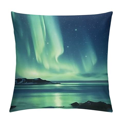 ARISTURING Throw Pillow Cover North Aurora On Star Lofoten Beach Coast