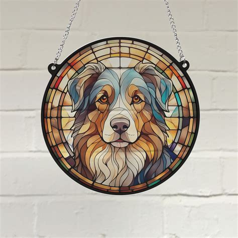 Australian Shepherd Stained Glass Effect Suncatcher Villager Jim S Shop