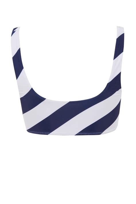 Navy WOMAN Fall In Love Regular Fit Striped Bikini Top DeFacto