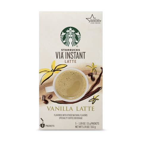 Starbucks Via Instant Coffee Flavored Packets — Vanilla Latte — 1 Box 5 Packets