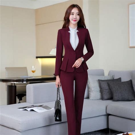 Elegant Maroon Formal Professional Pant Suits With Tops And Pants Woman Suit Fashion