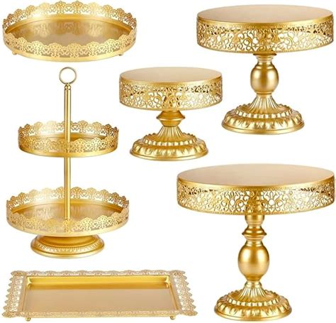 Amazon Gold Cake Stands Set For Dessert Table Pcs Wedding Cake