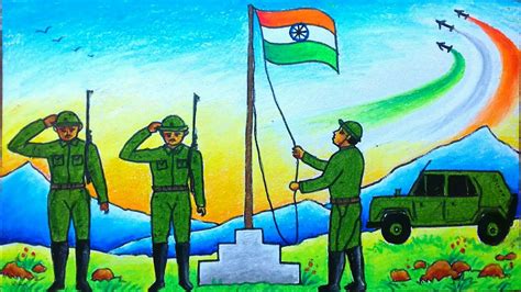 How To Draw Independence Day Indian Army Drawing Kargil Vijay Diwas