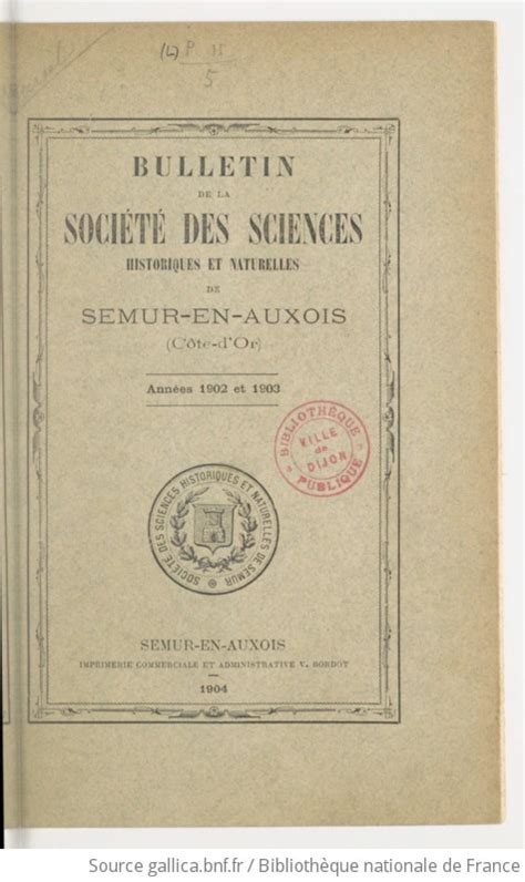 Bulletin de la Société des sciences historiques et naturelles de Semur