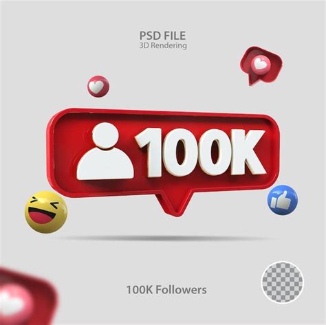 Premium Psd 3d Icon Instagram 100k Followers Render