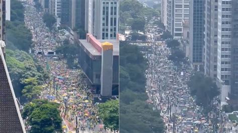 VÍDEO imagens aéreas mostram bolsonaristas espalhados pela Paulista e