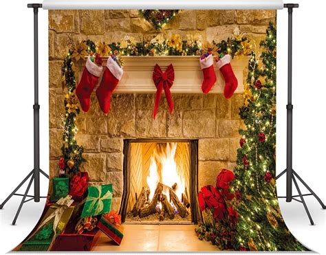 Amazon Wolada X Ft Christmas Fireplace Backdrop Christmas