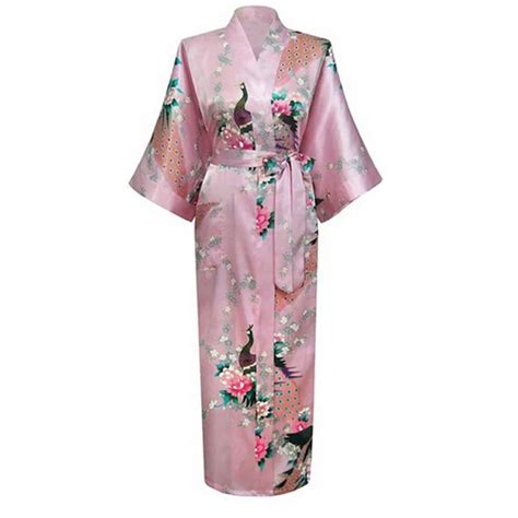 Novelty Chinese Silk Satin Robes Womens Long Nightwear Casual Bath