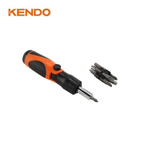 Kendo Pc Ratchet Screwdriver Bits Set Handle Swivels And Locks At