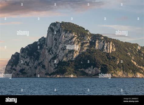 View of the palace of Tiberius high on the cliff leaving the island of ...